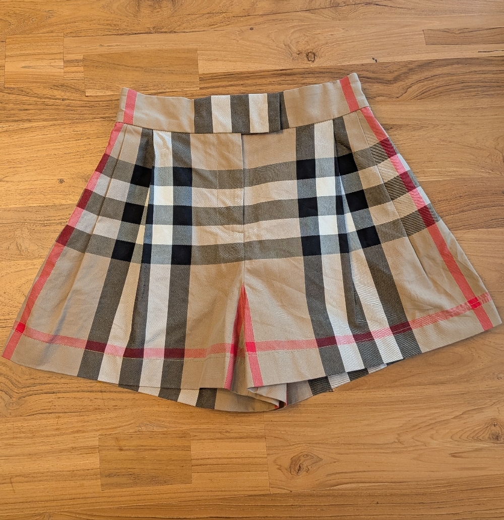 Burberry Girls Nova Check Skort Plaid Pleated Beige Size 6Y (Est.)